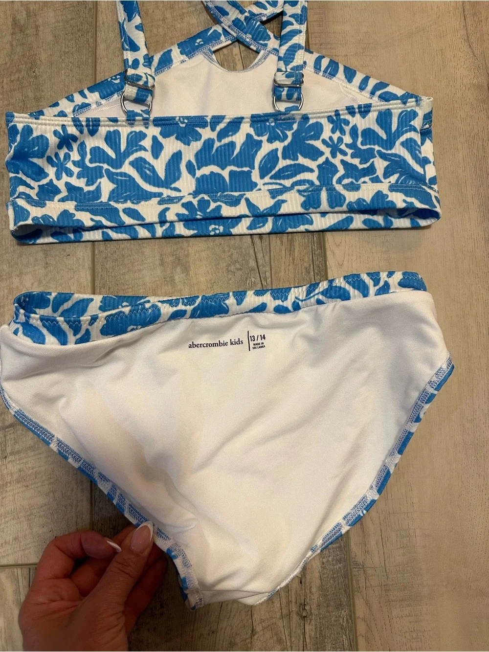 abercrombie kids Blue & White Floral Crossback Bikini Set
